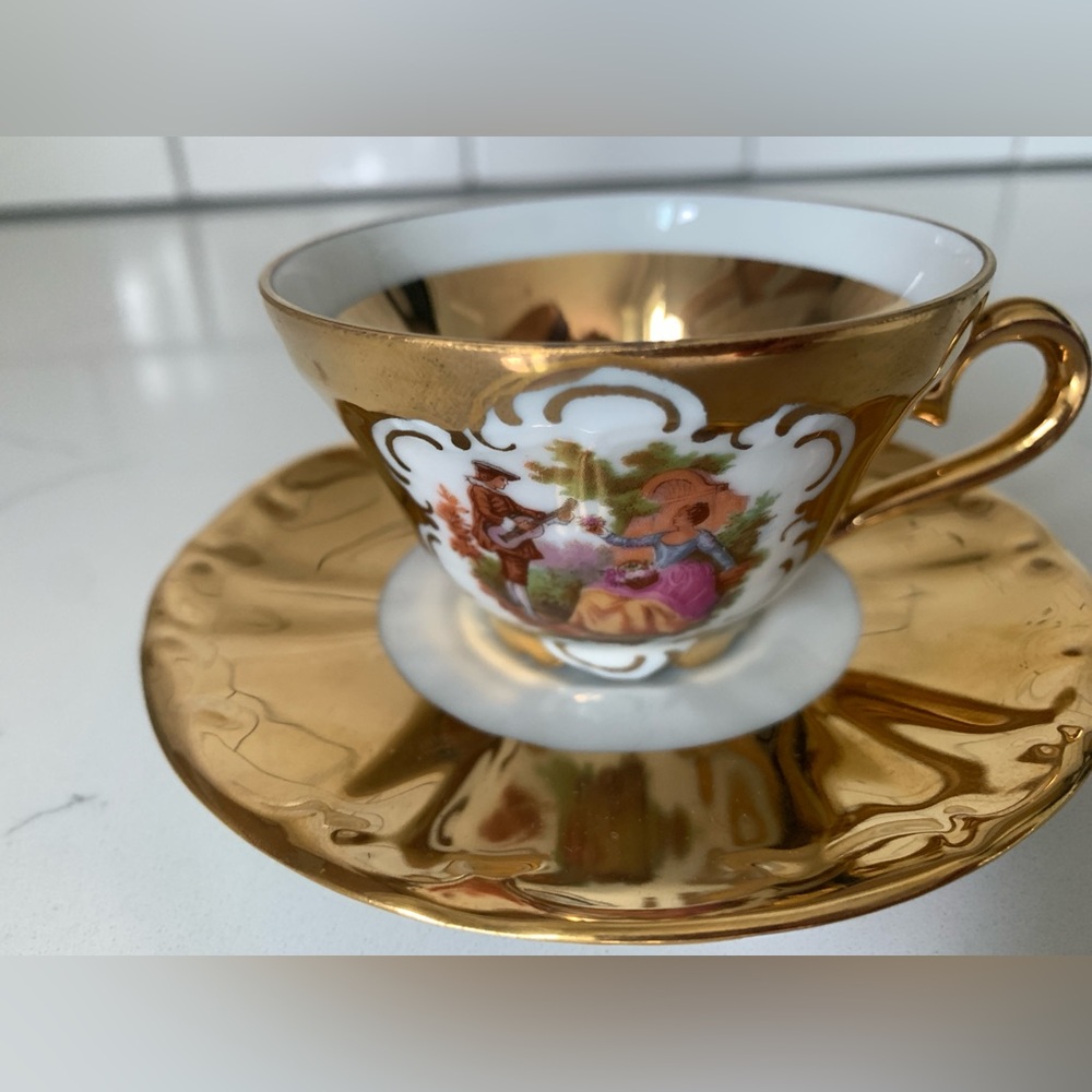Vintage HK Bavaria Germany 1 Demitasse Espresso Cup 22 Karat Gold Plated
